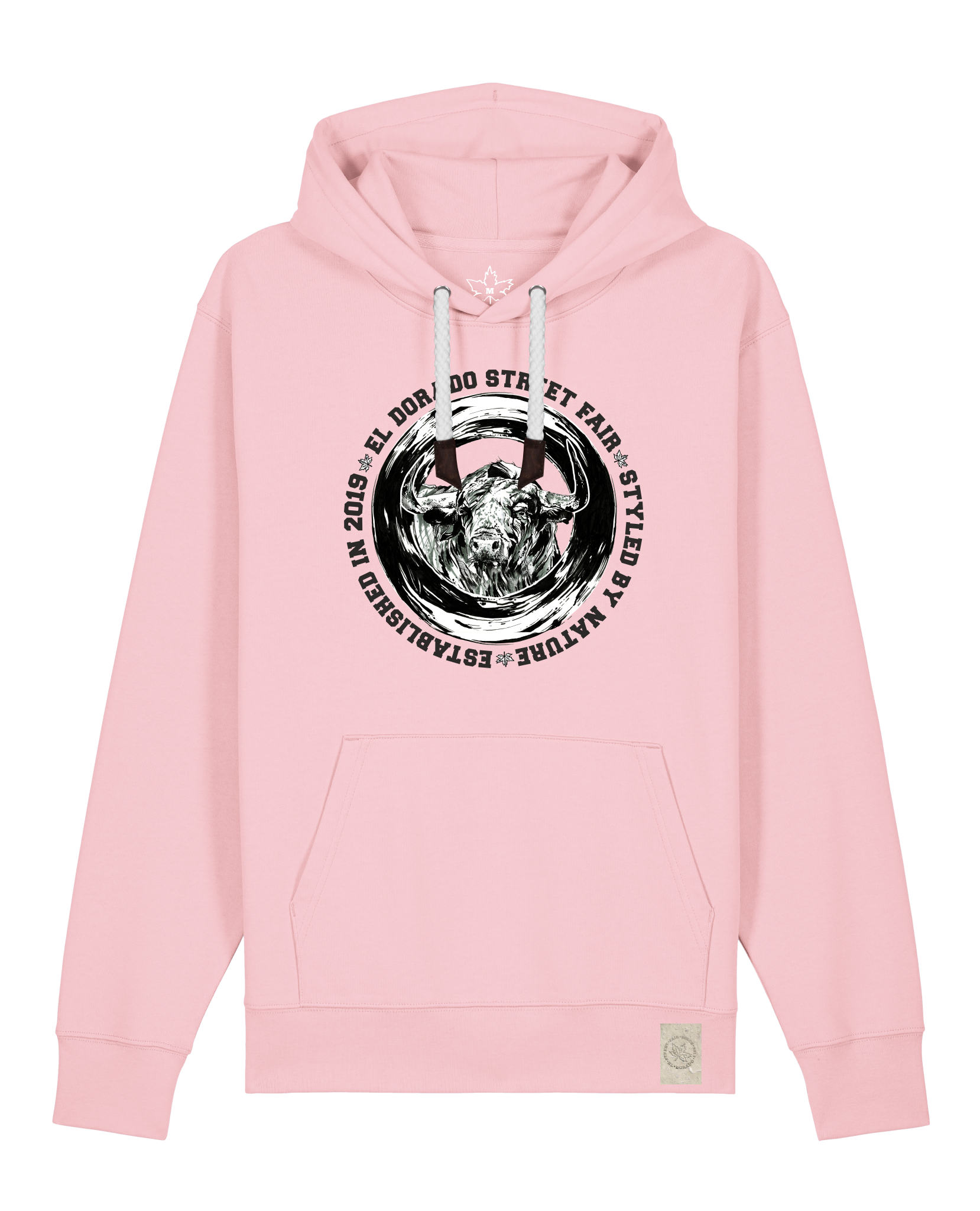 bio-unisex-medium fit-hoodie-oxpower-stsu177-flamingo-weiße kordel-front