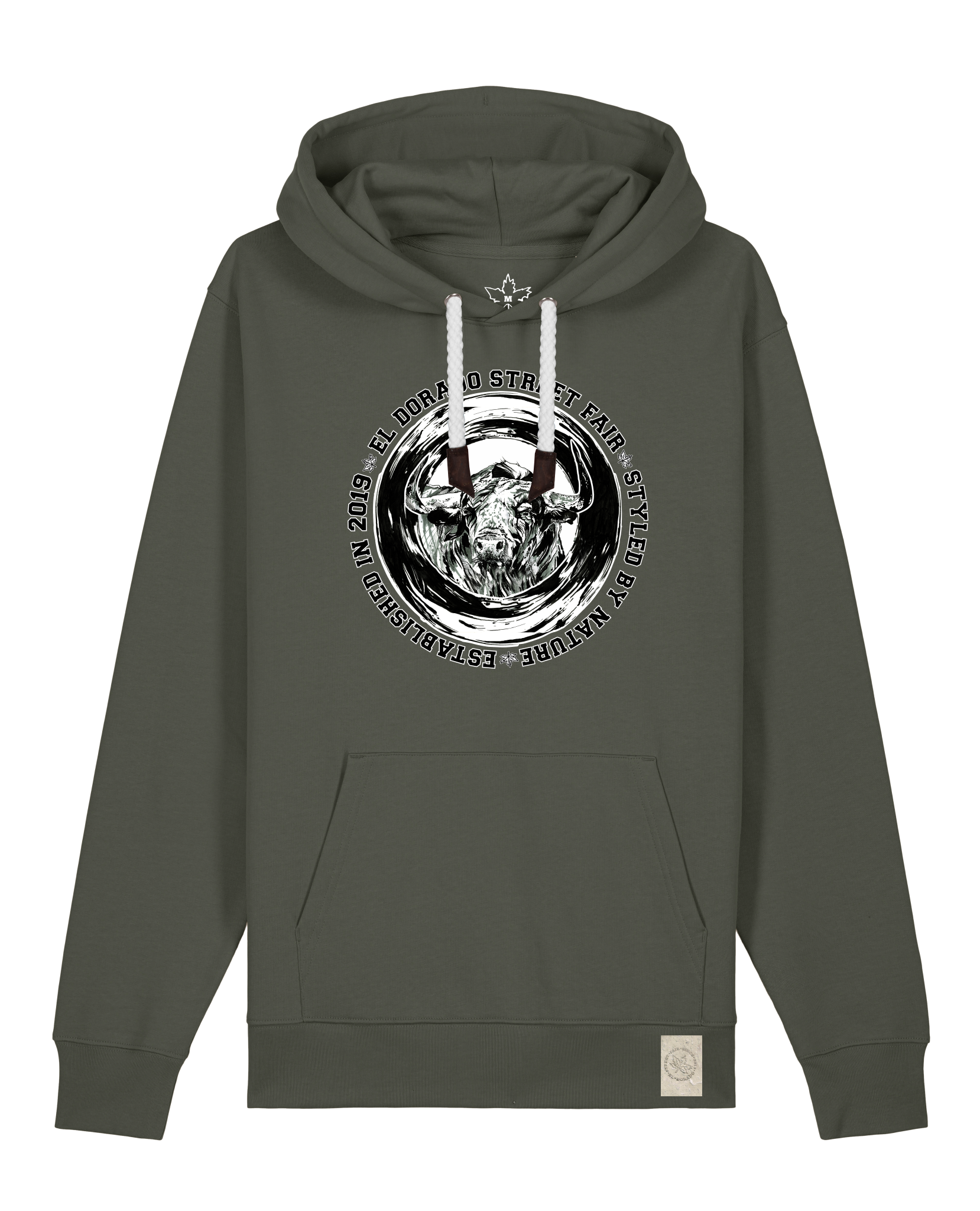 bio-unisex-medium fit-hoodie-oxpower-stsu177-grunkohl-weiße kordel-front