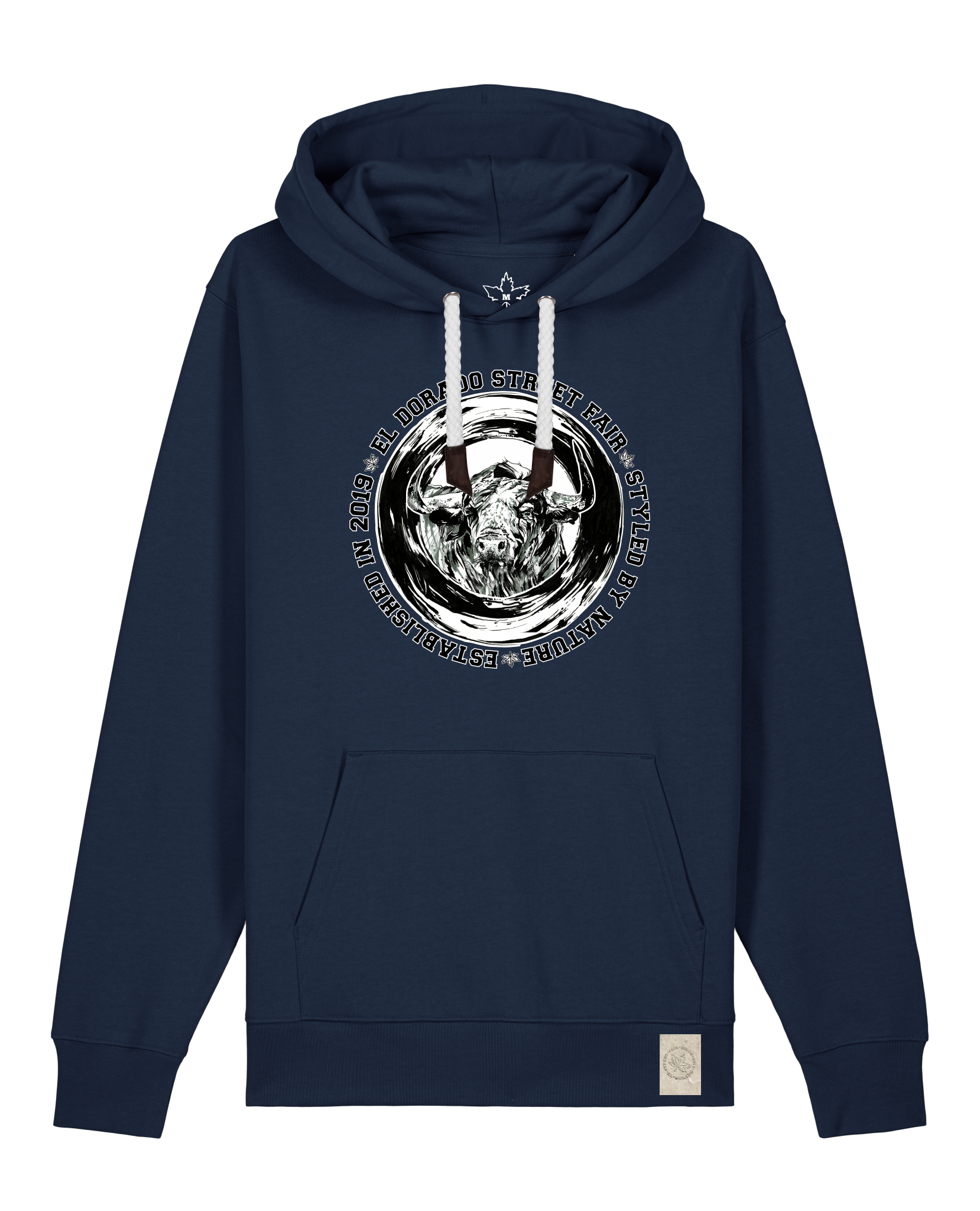 bio-unisex-medium fit-hoodie-oxpower-stsu177-marine-weiße kordel-front