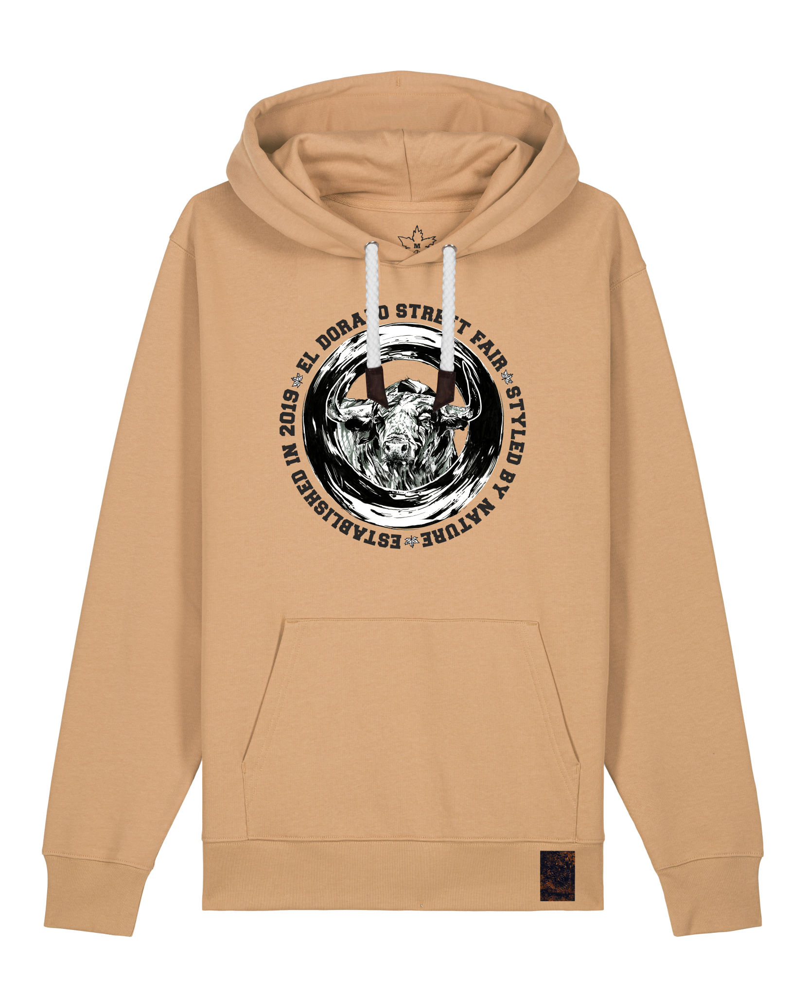 bio-unisex-medium fit-hoodie-oxpower-stsu177-meersand-weiße kordel-front