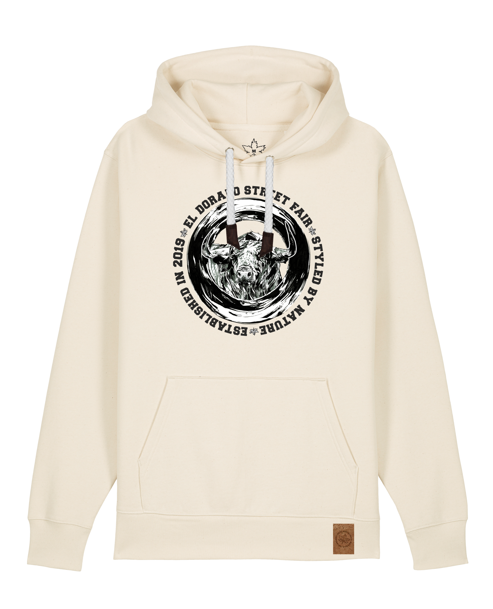 bio-unisex-medium fit-hoodie-oxpower-stsu177-natur-weiße kordel-front