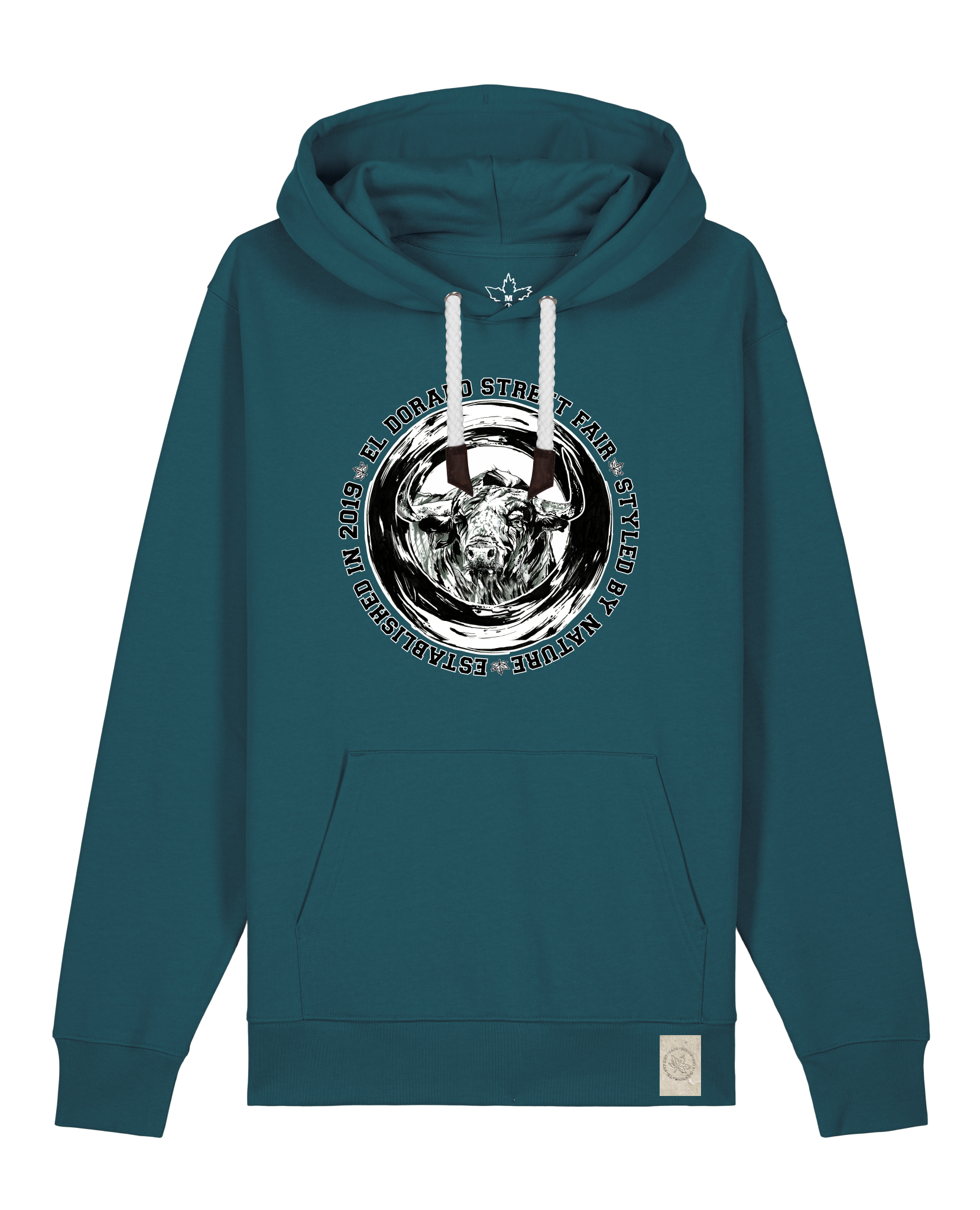 bio-unisex-medium fit-hoodie-oxpower-stsu177-nordmanntanne-weiße kordel-front