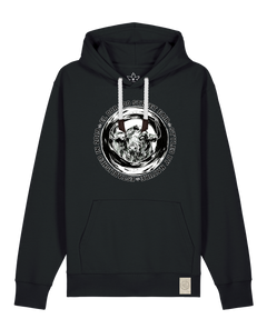 bio-unisex-medium fit-hoodie-oxpower-stsu177-schwarz-weiße kordel-front