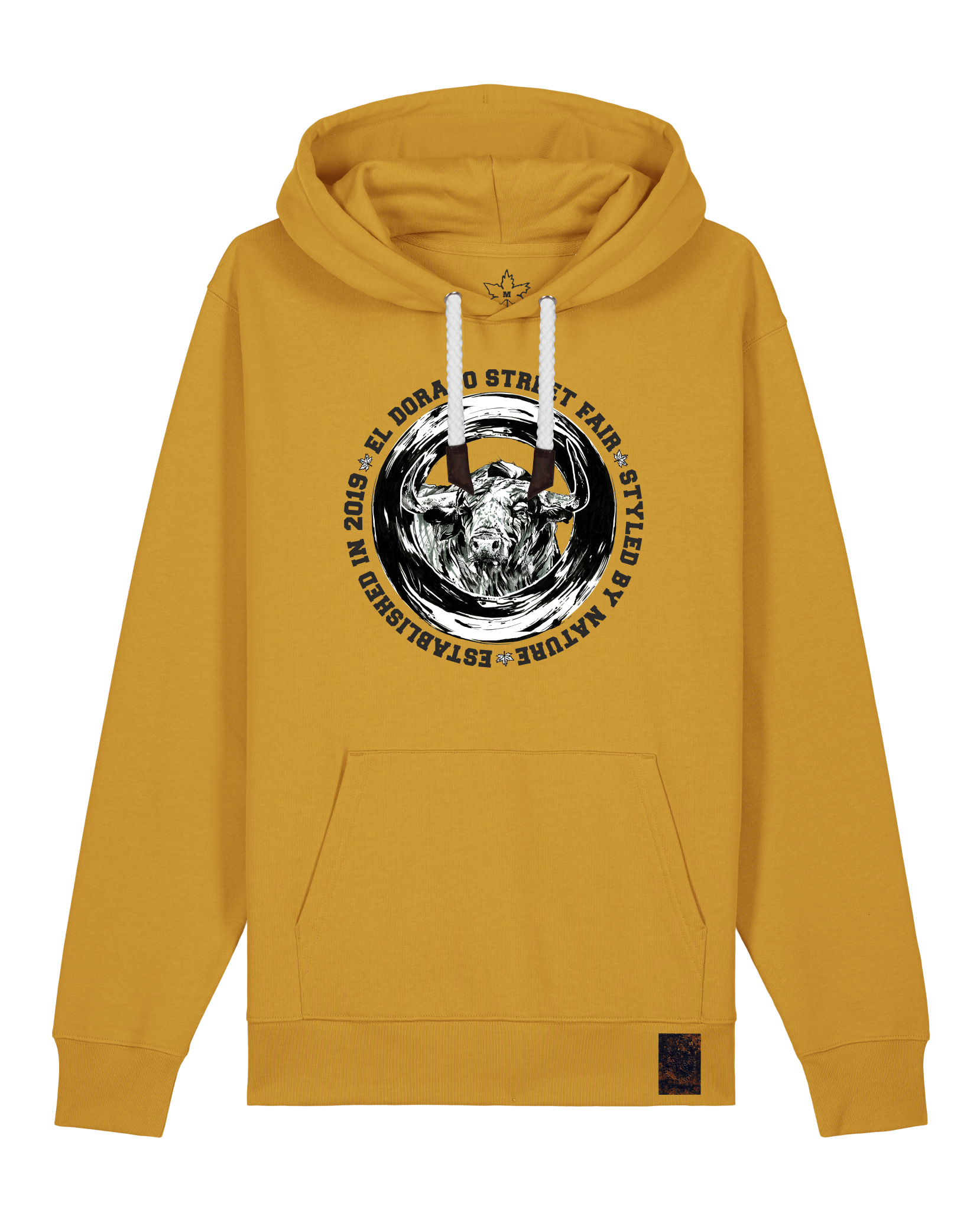 bio-unisex-medium fit-hoodie-oxpower-stsu177-senf-weiße kordel-front