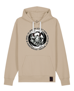 bio-unisex-medium fit-hoodie-oxpower-stsu177-treibsand-weiße kordel-front