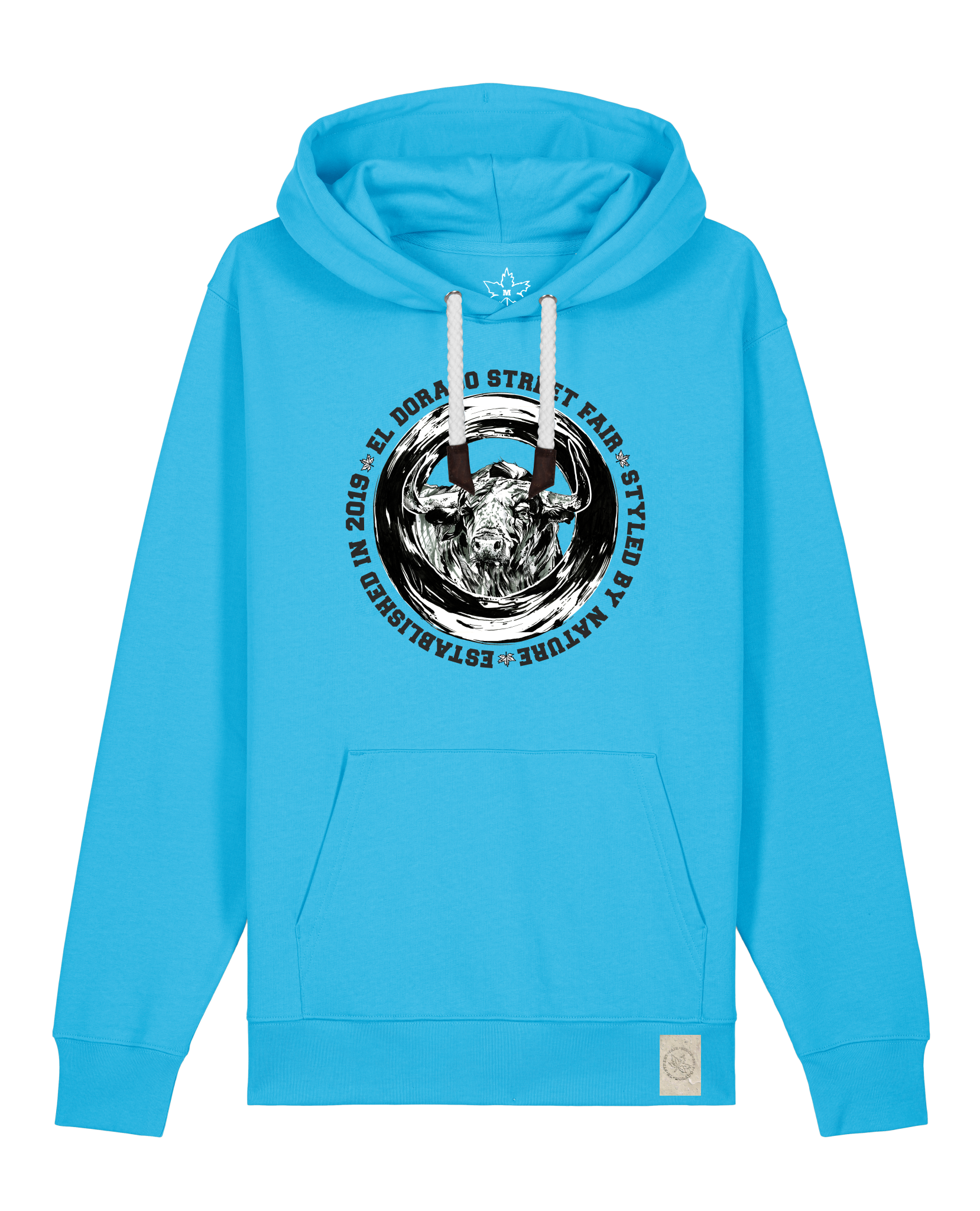 bio-unisex-medium fit-hoodie-oxpower-stsu177-wasserblau-weiße kordel-front