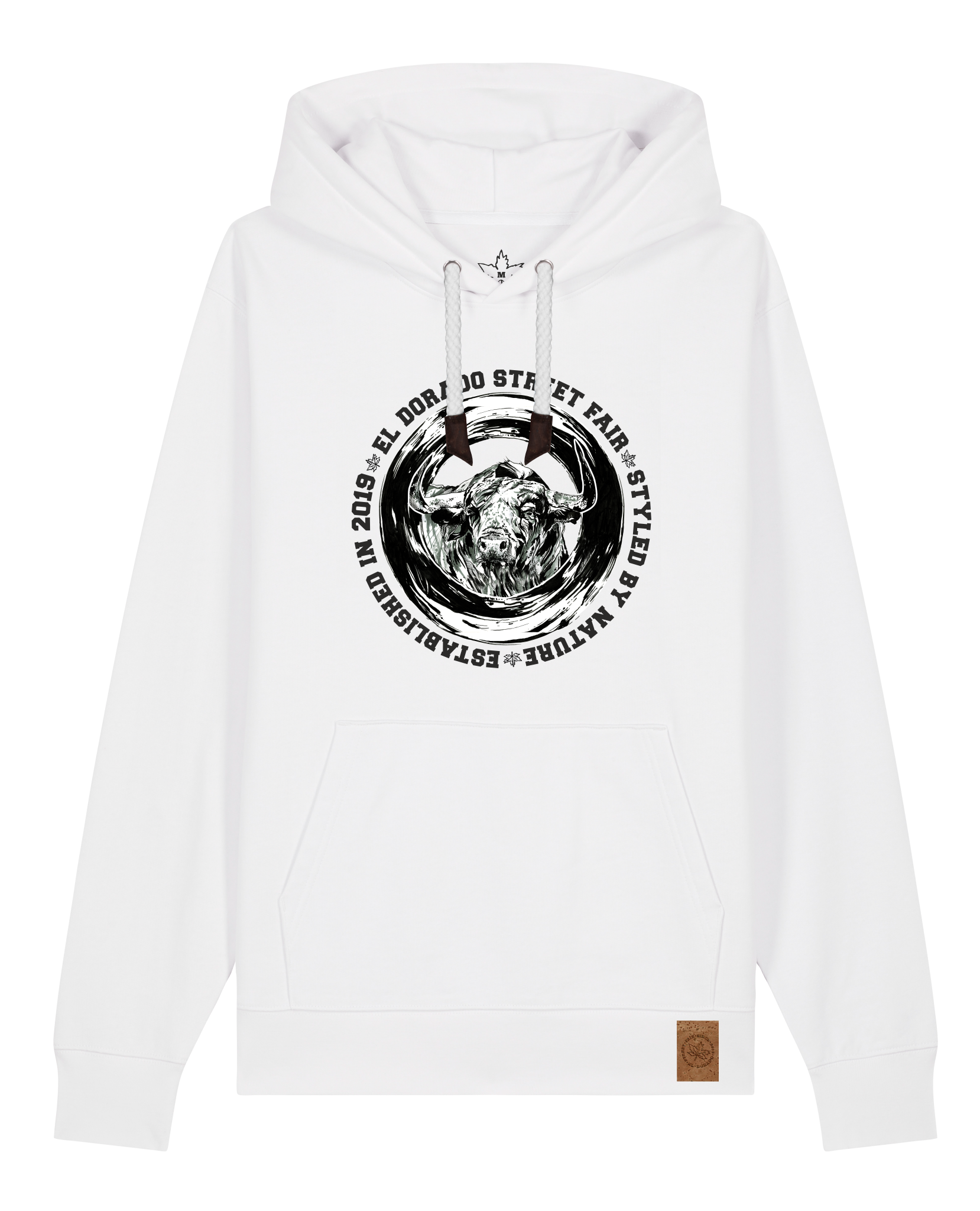 bio-unisex-medium fit-hoodie-oxpower-stsu177-weiß-weiße kordel-front