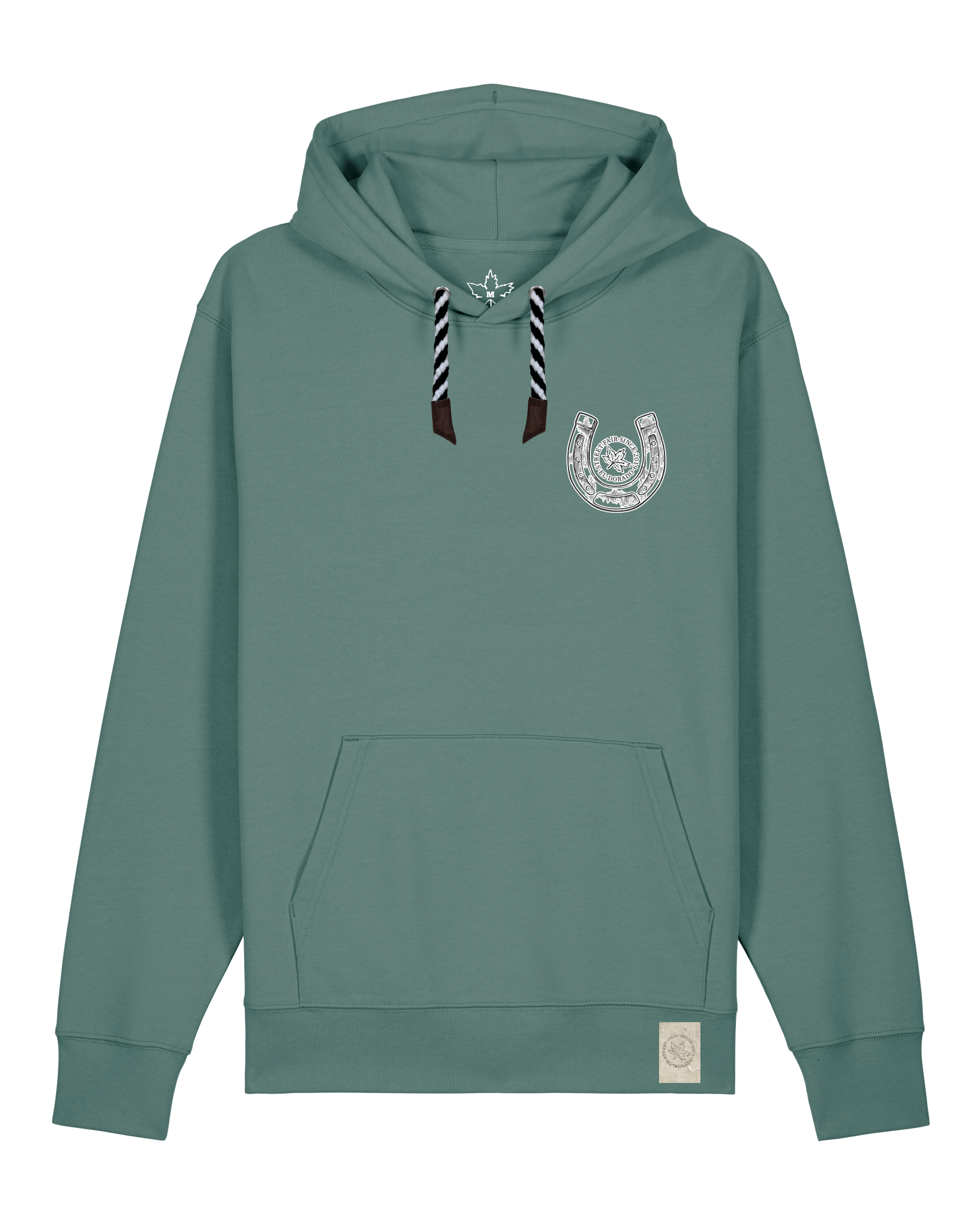 bio-unisex-medium fit-hoodie-pferd (backprint)-stsu177-blautanne-sw kordel-front