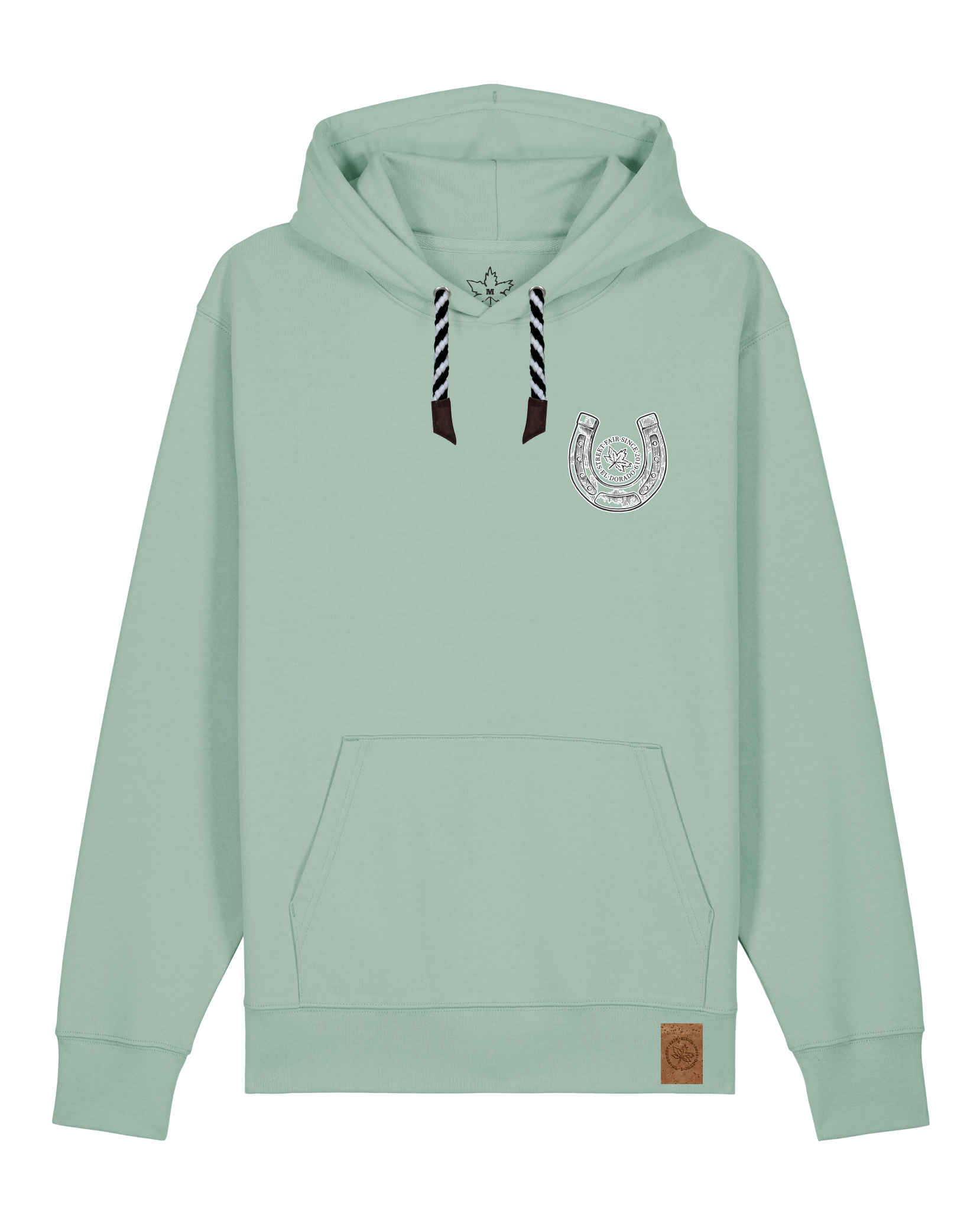bio-unisex-medium fit-hoodie-pferd (backprint)-stsu177-eukalyptus-sw kordel-front