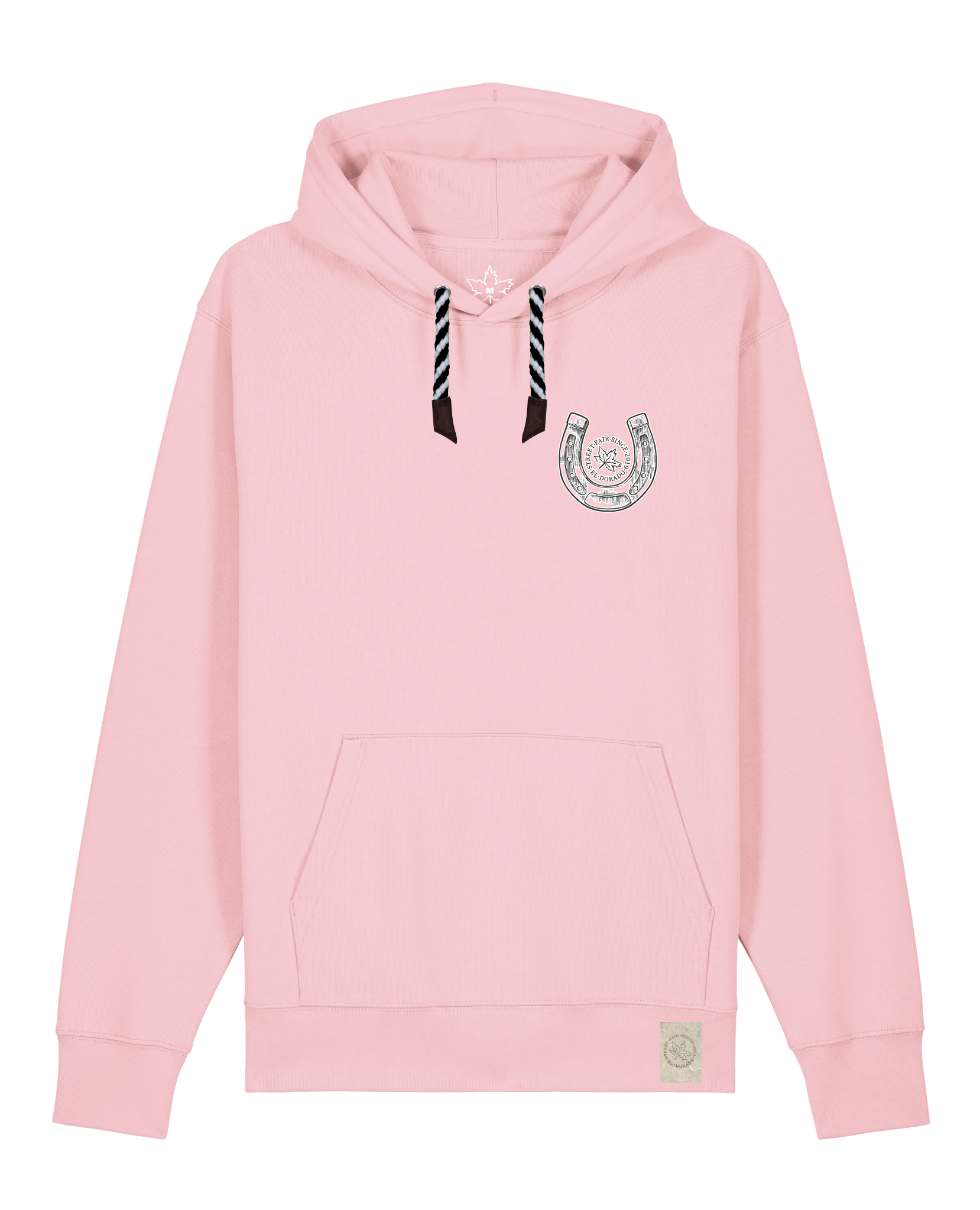 bio-unisex-medium fit-hoodie-pferd (backprint)-stsu177-flamingo-sw kordel-front