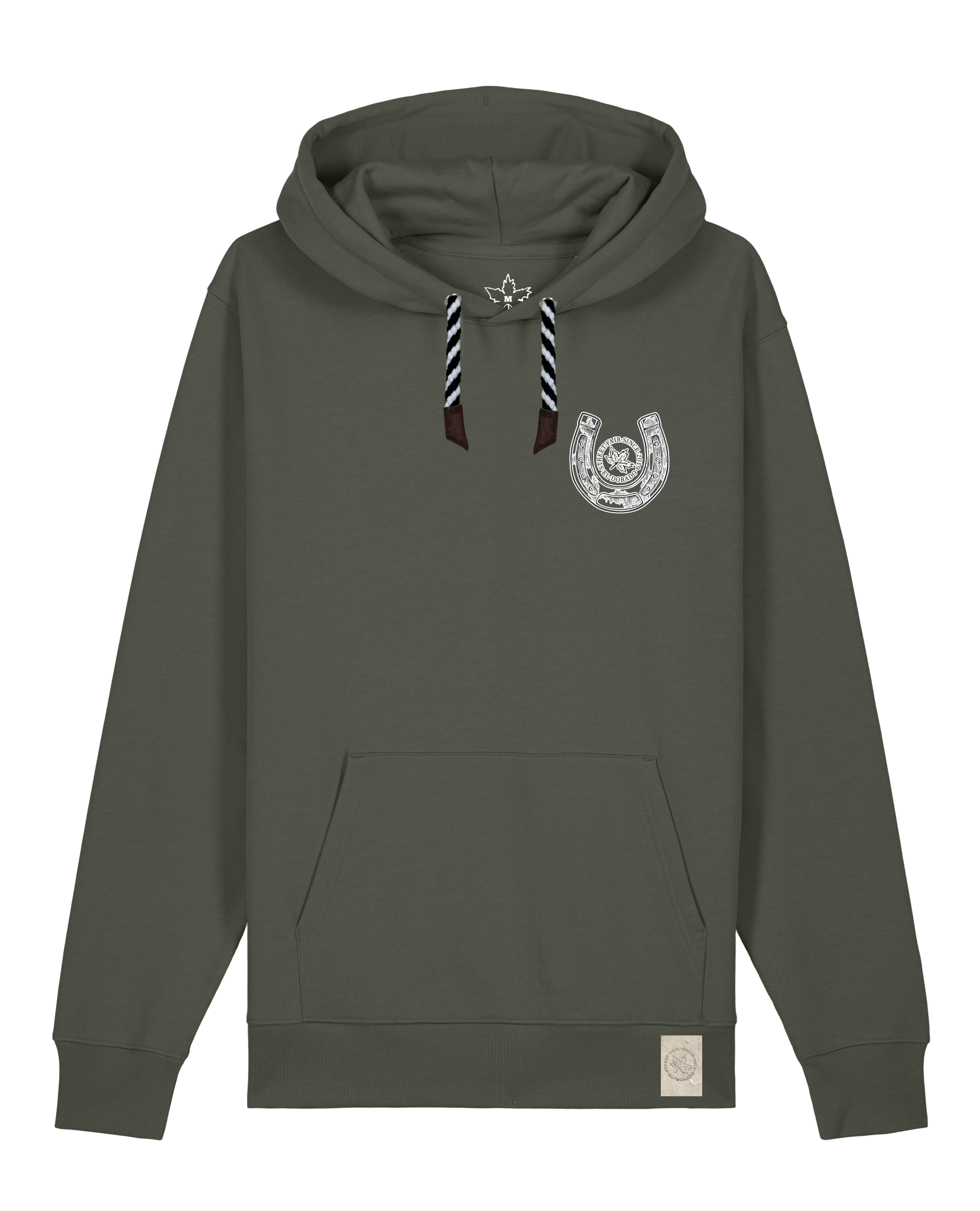 bio-unisex-medium fit-hoodie-pferd (backprint)-stsu177-grunkohl-sw kordel-front