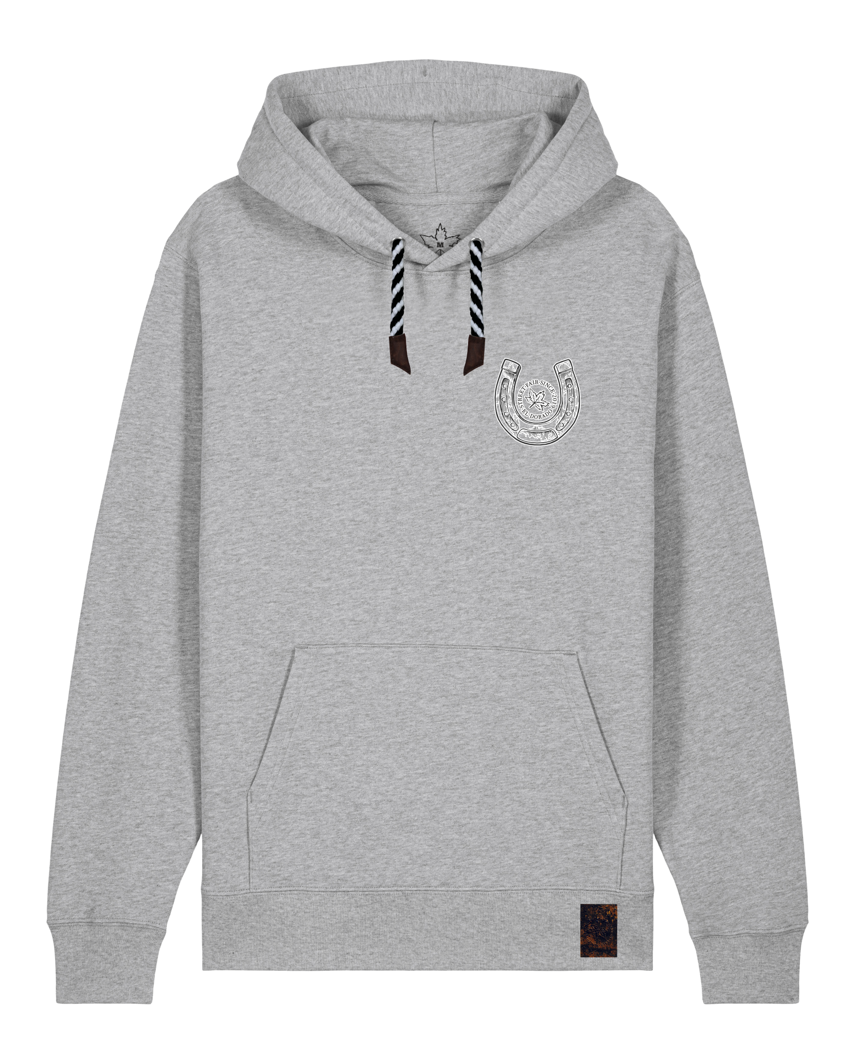 bio-unisex-medium fit-hoodie-pferd (backprint)-stsu177-mausgrau-sw kordel-front