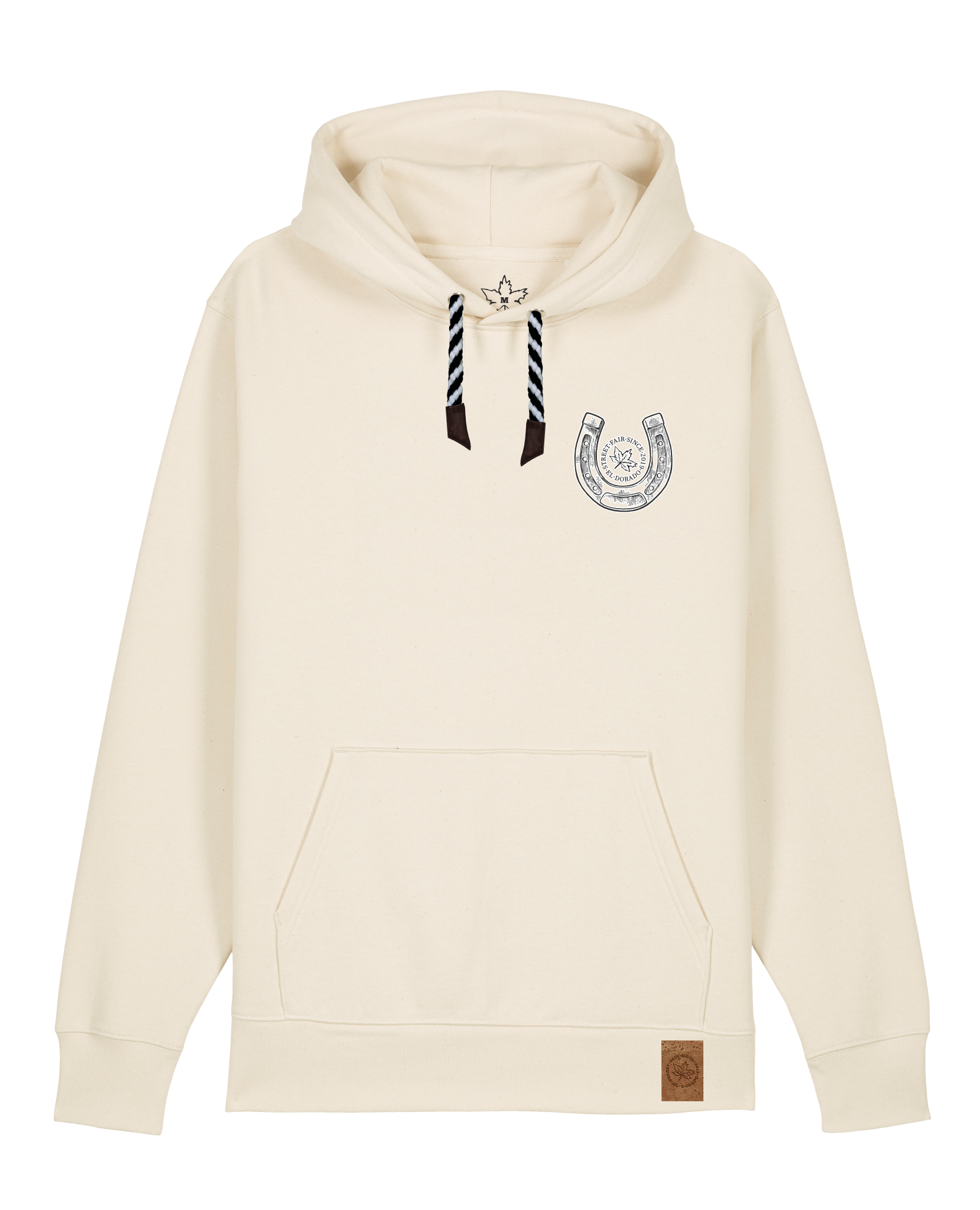 bio-unisex-medium fit-hoodie-pferd (backprint)-stsu177-natur-sw kordel-front