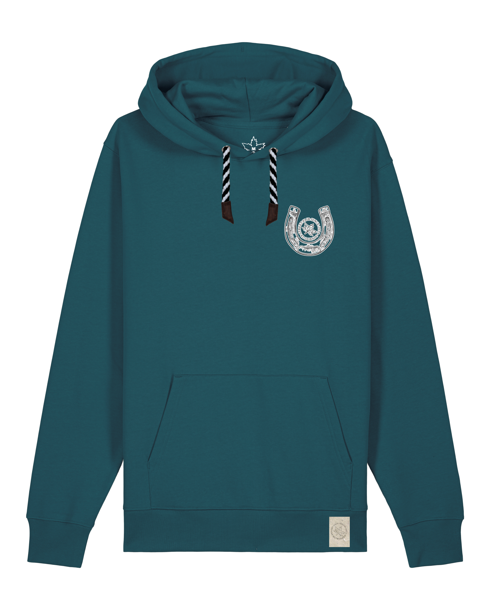 bio-unisex-medium fit-hoodie-pferd (backprint)-stsu177-nordmanntanne-sw kordel-front