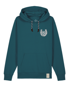 bio-unisex-medium fit-hoodie-pferd (backprint)-stsu177-nordmanntanne-sw kordel-front