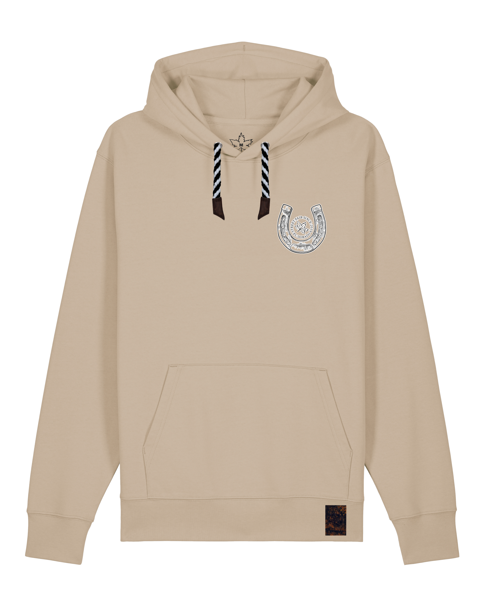 bio-unisex-medium fit-hoodie-pferd (backprint)-stsu177-treibsand-sw kordel-front