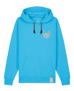 bio-unisex-medium fit-hoodie-pferd (backprint)-stsu177-wasserblau-sw kordel-front