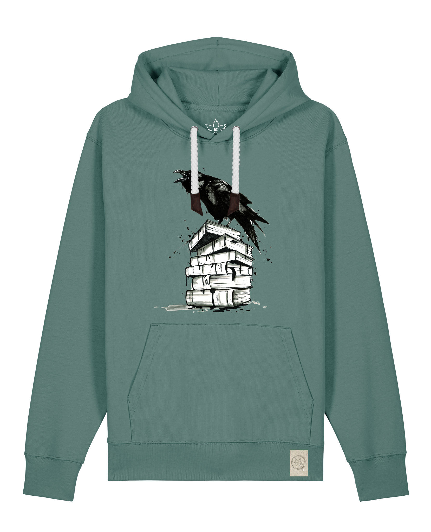 bio-unisex-medium fit-hoodie-rabe-stsu177-blautanne-weiße kordel-front