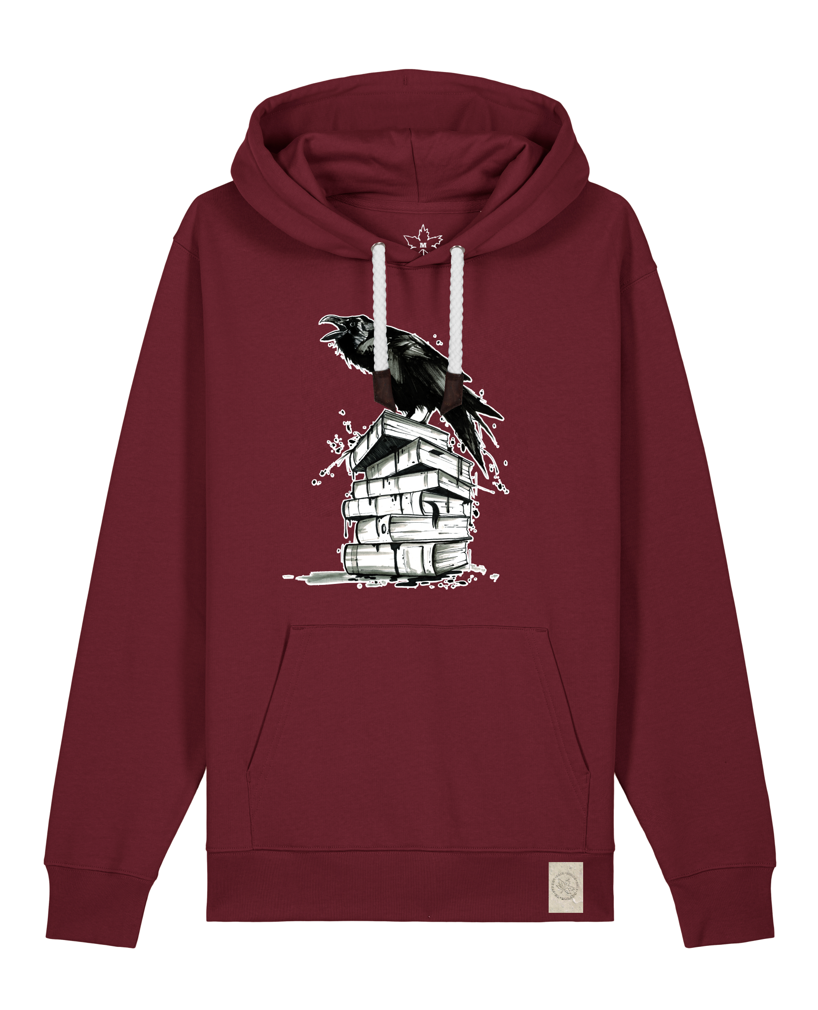 bio-unisex-medium fit-hoodie-rabe-stsu177-burgunder rot-weiße kordel-front