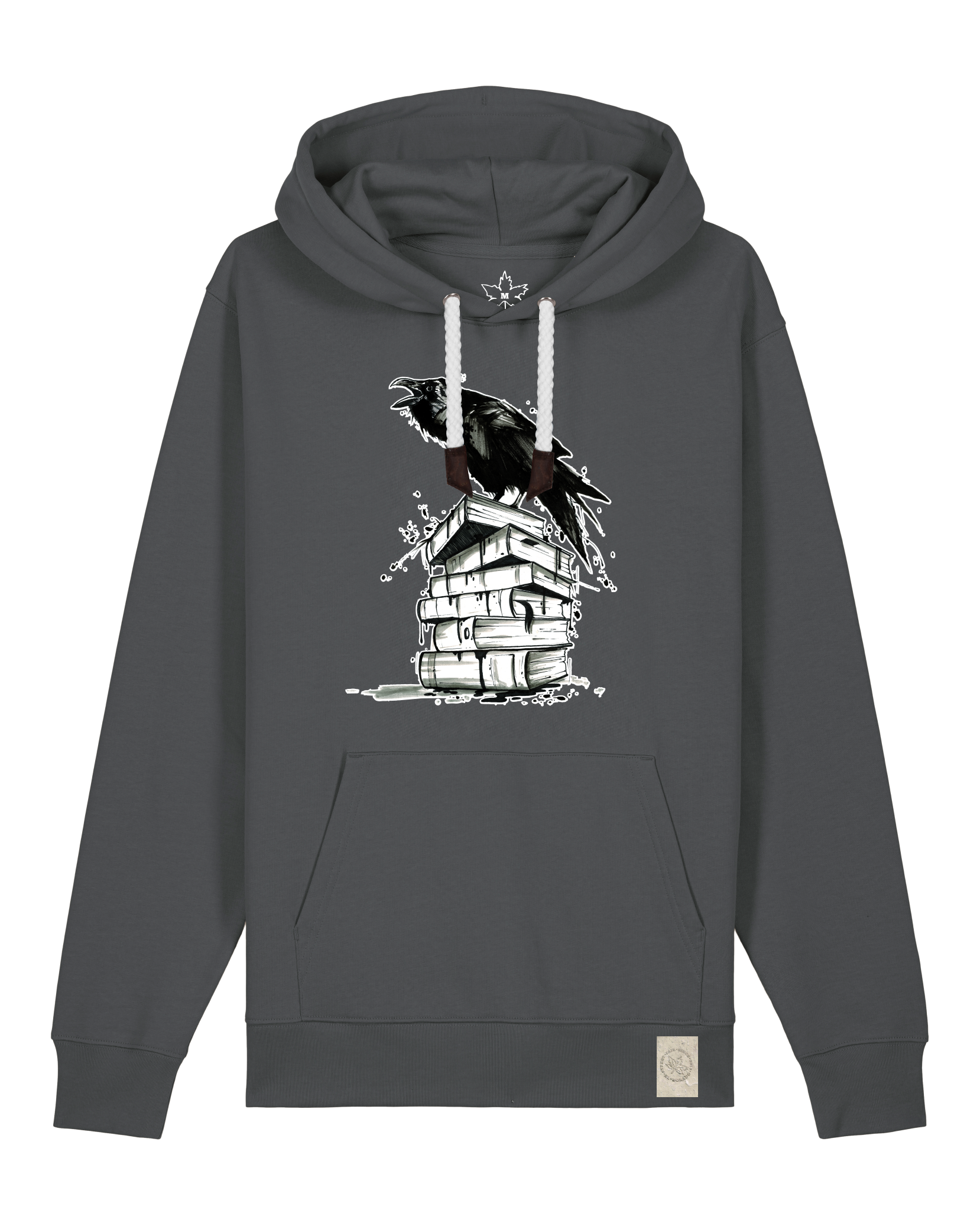 bio-unisex-medium fit-hoodie-rabe-stsu177-eisen-weiße kordel-front