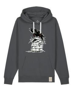 bio-unisex-medium fit-hoodie-rabe-stsu177-eisen-weiße kordel-front