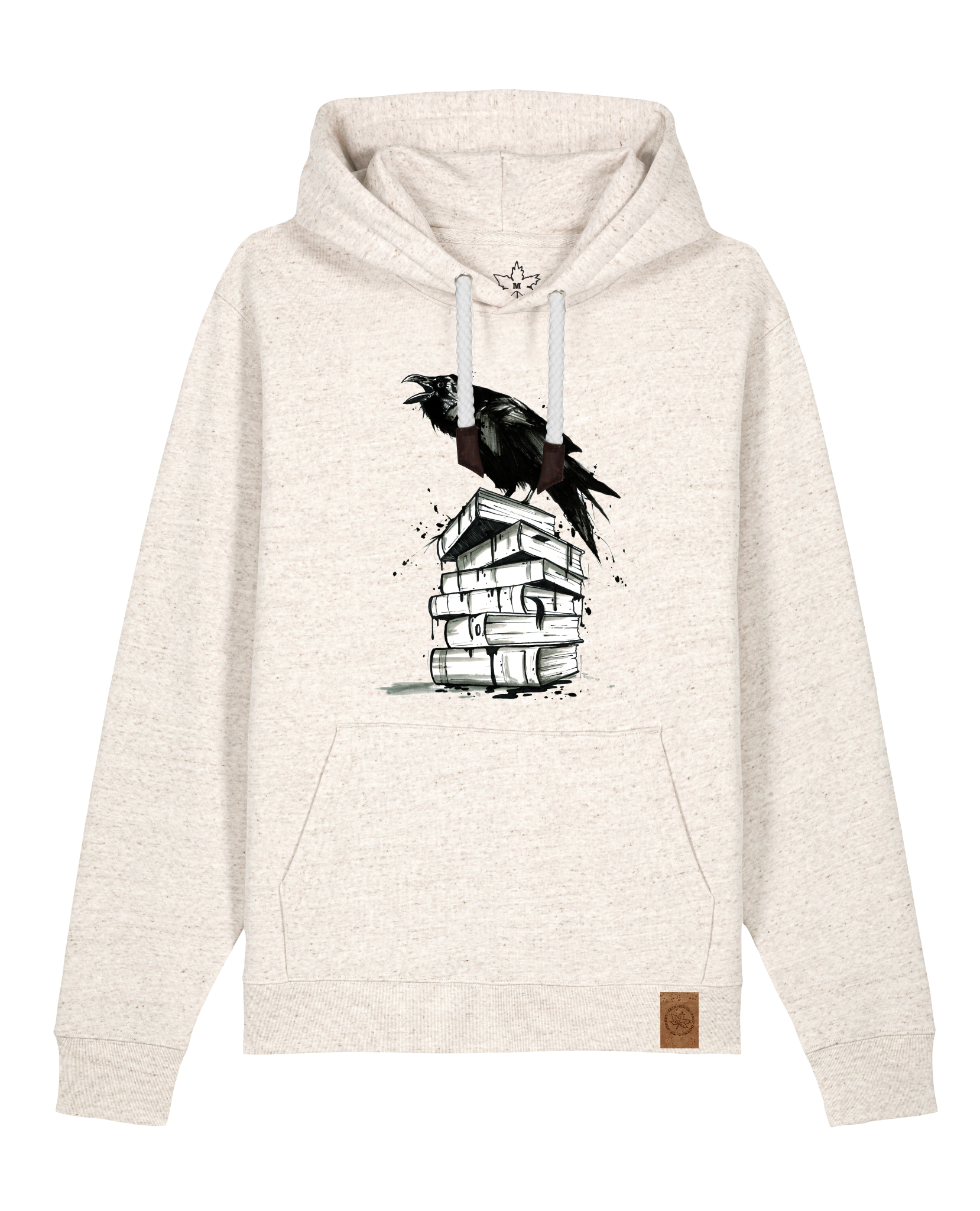 bio-unisex-medium fit-hoodie-rabe-stsu177-elbsandstein-weiße kordel-front