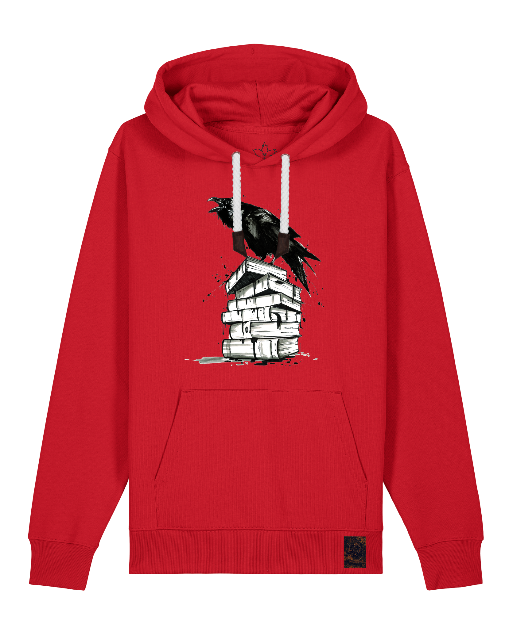 bio-unisex-medium fit-hoodie-rabe-stsu177-erdbeere-weiße kordel-front