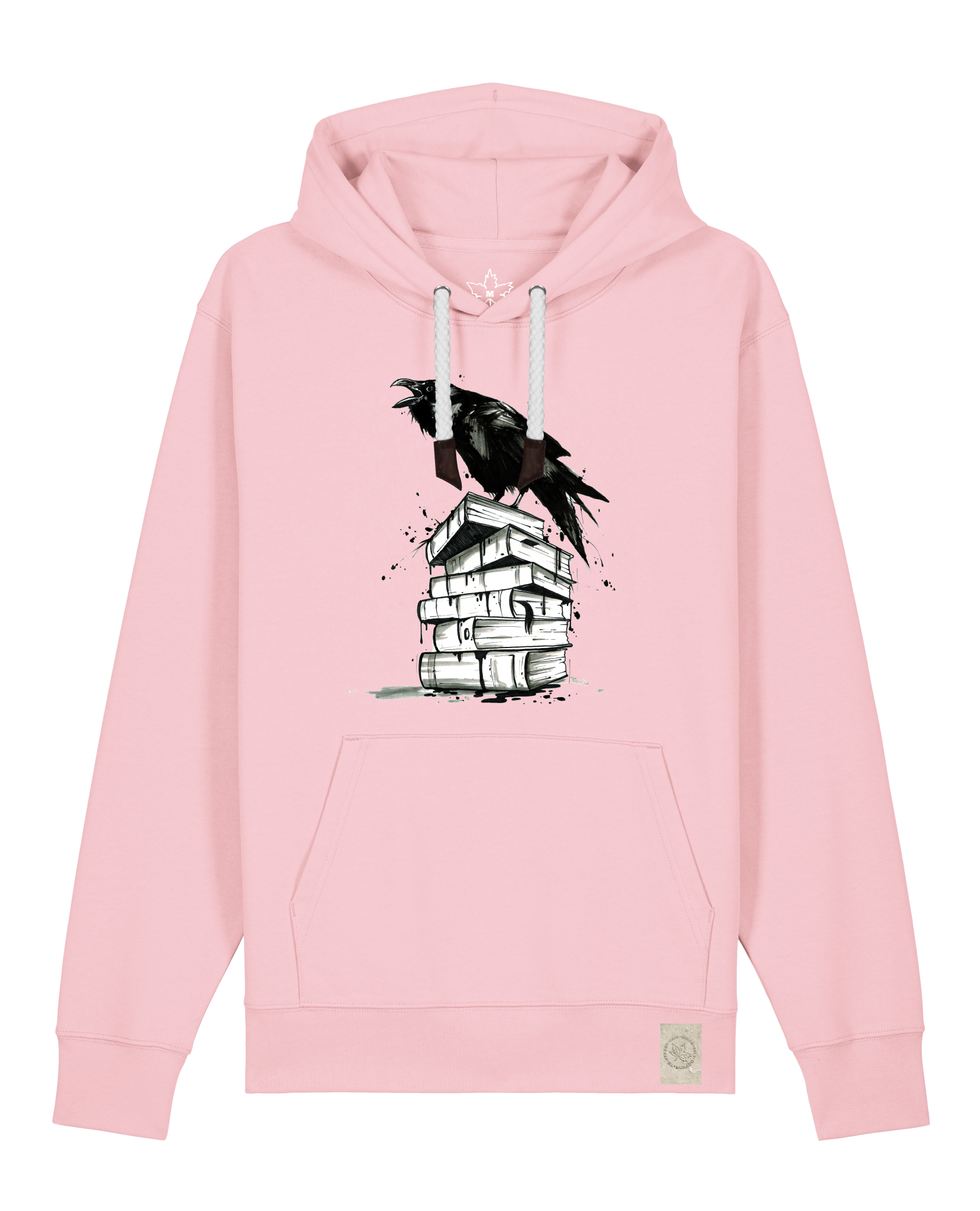 bio-unisex-medium fit-hoodie-rabe-stsu177-flamingo-weiße kordel-front