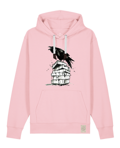 bio-unisex-medium fit-hoodie-rabe-stsu177-flamingo-weiße kordel-front