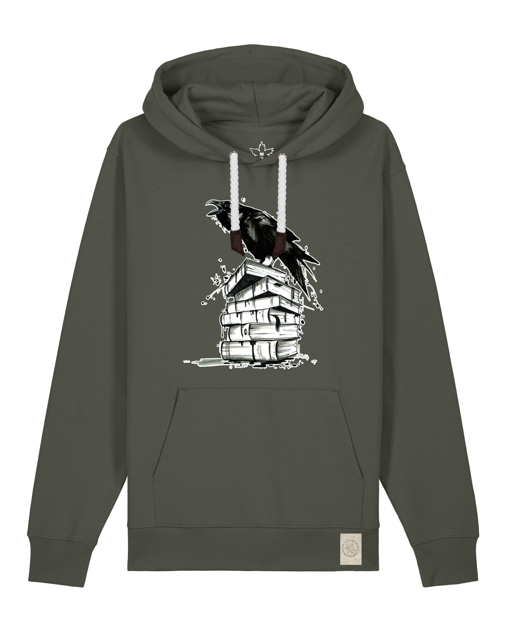 bio-unisex-medium fit-hoodie-rabe-stsu177-grunkohl-weiße kordel-front