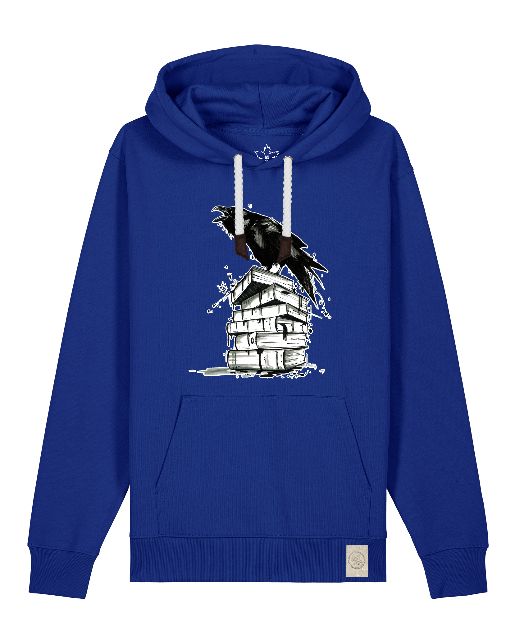 bio-unisex-medium fit-hoodie-rabe-stsu177-kornblume-weiße kordel-front