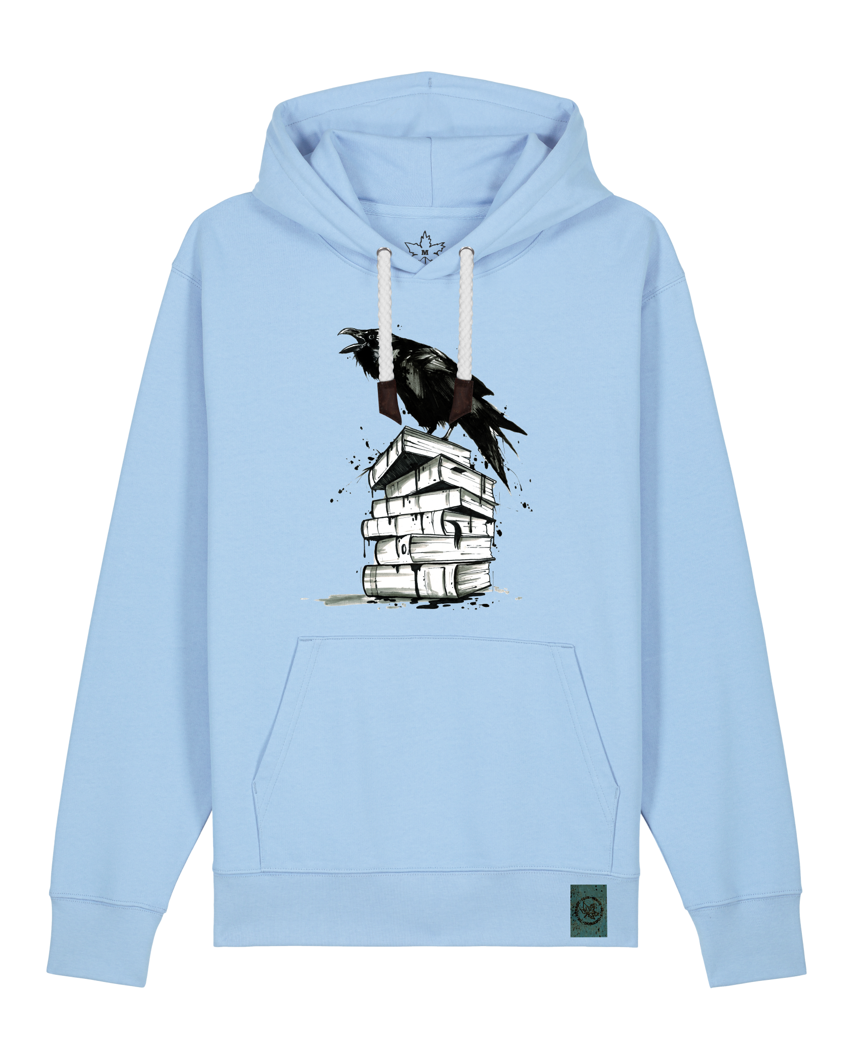 bio-unisex-medium fit-hoodie-rabe-stsu177-lagune-weiße kordel-front