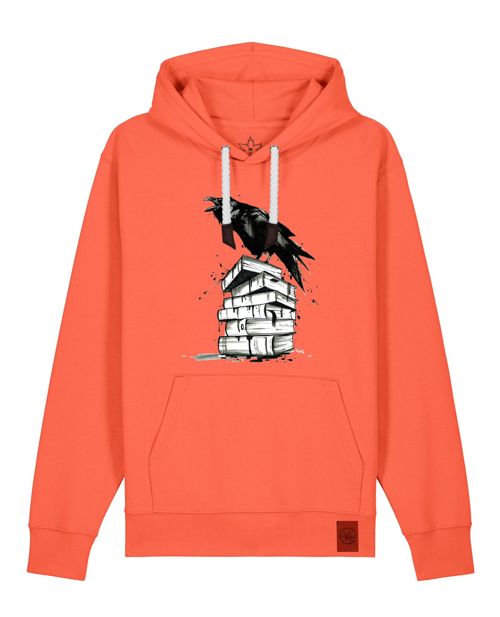 bio-unisex-medium fit-hoodie-rabe-stsu177-mandarine-weiße kordel-front