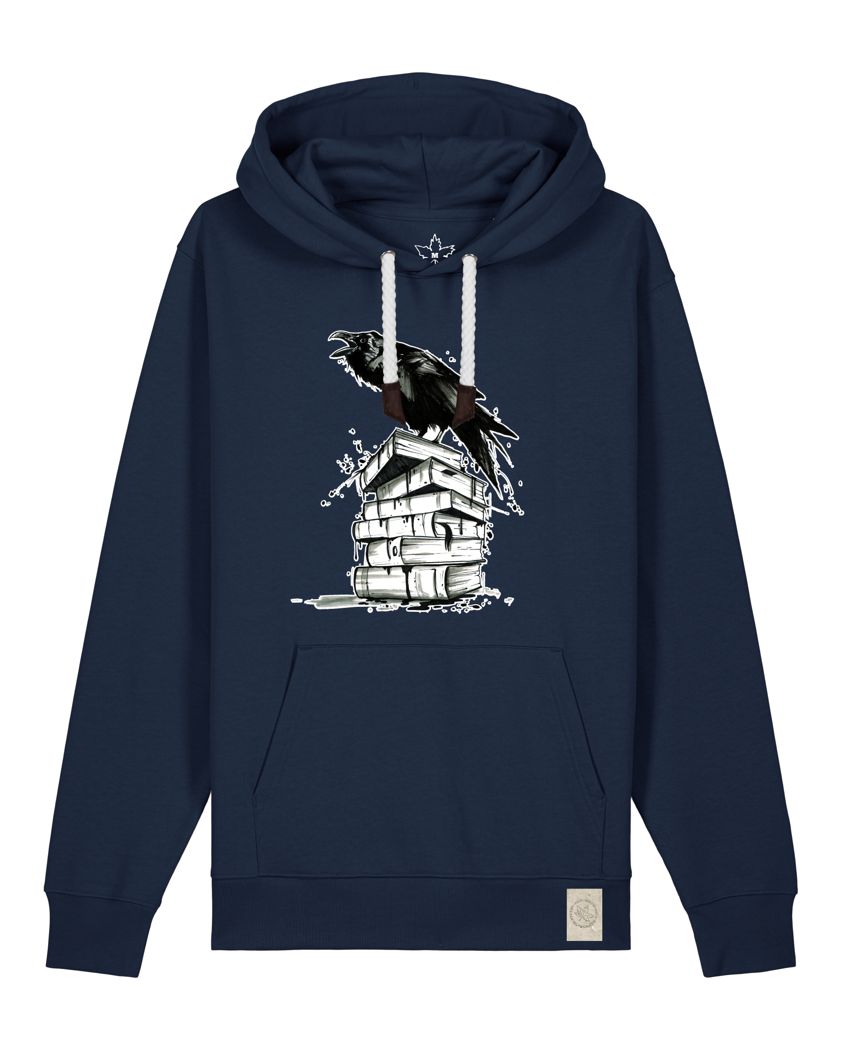 bio-unisex-medium fit-hoodie-rabe-stsu177-marine-weiße kordel-front