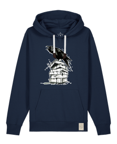 bio-unisex-medium fit-hoodie-rabe-stsu177-marine-weiße kordel-front