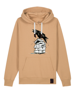 bio-unisex-medium fit-hoodie-rabe-stsu177-meersand-weiße kordel-front