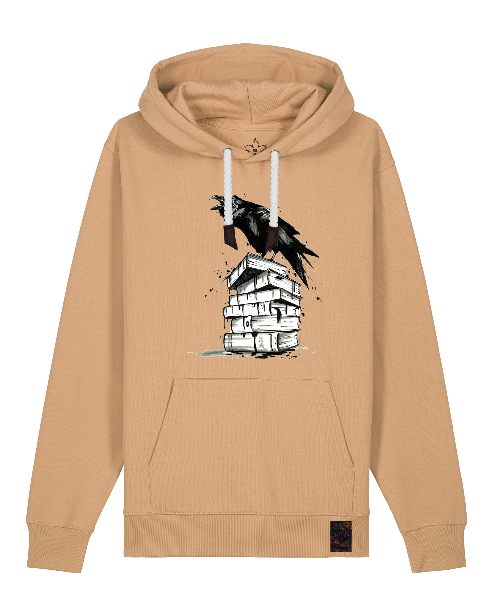 bio-unisex-medium fit-hoodie-rabe-stsu177-meersand-weiße kordel-front