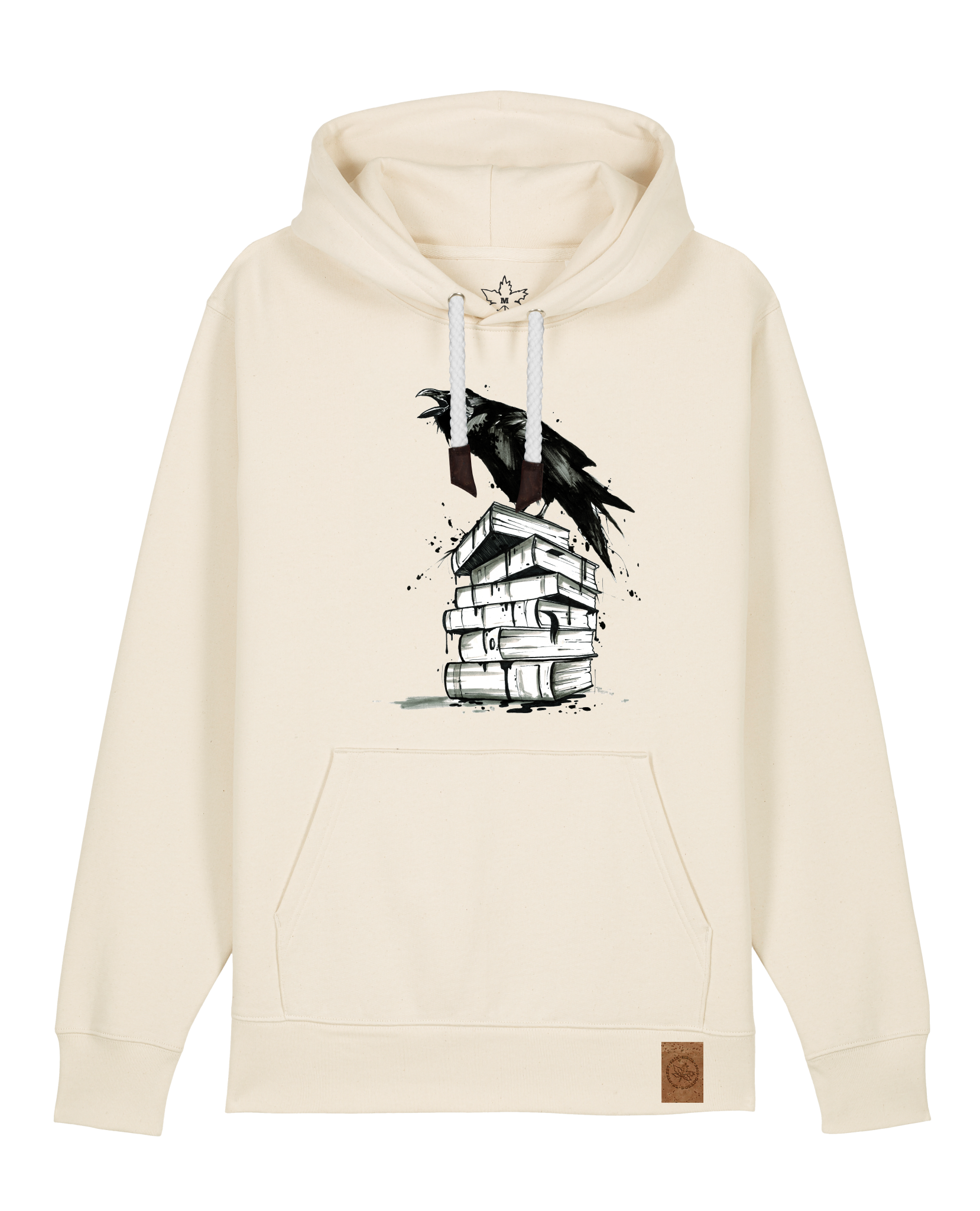 bio-unisex-medium fit-hoodie-rabe-stsu177-natur-weiße kordel-front