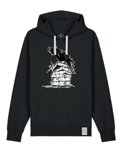 bio-unisex-medium fit-hoodie-rabe-stsu177-schwarz-weiße kordel-front