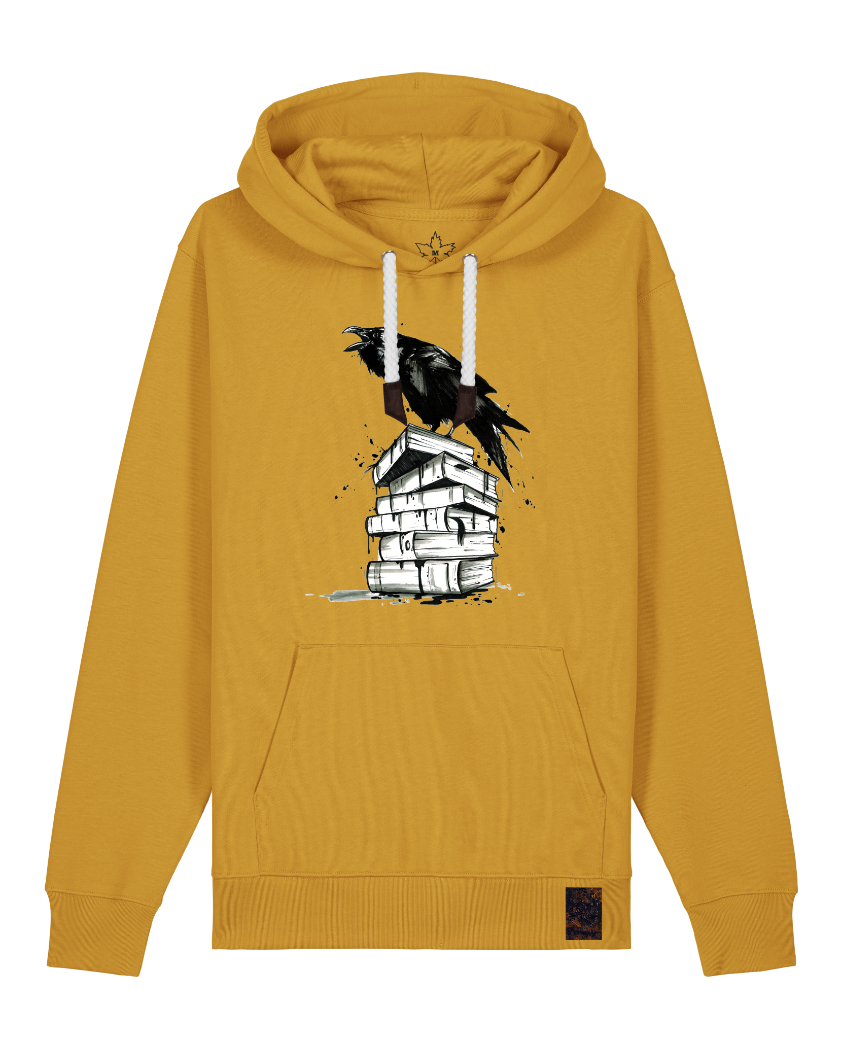 bio-unisex-medium fit-hoodie-rabe-stsu177-senf-weiße kordel-front