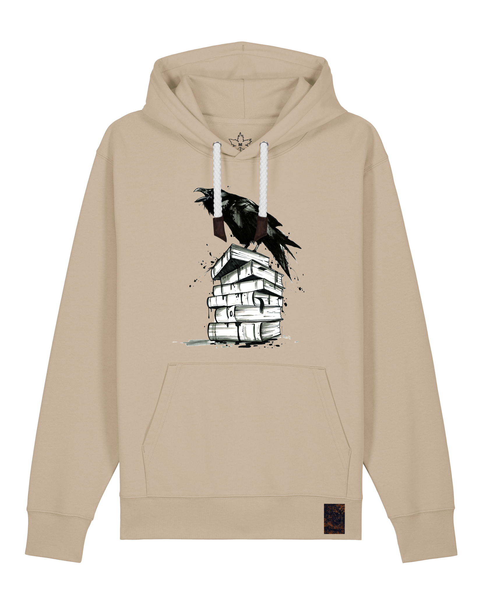 bio-unisex-medium fit-hoodie-rabe-stsu177-treibsand-weiße kordel-front