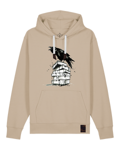 bio-unisex-medium fit-hoodie-rabe-stsu177-treibsand-weiße kordel-front
