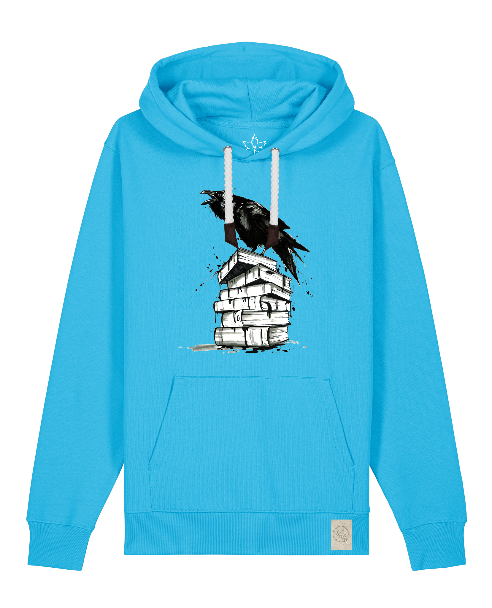 bio-unisex-medium fit-hoodie-rabe-stsu177-wasserblau-weiße kordel-front