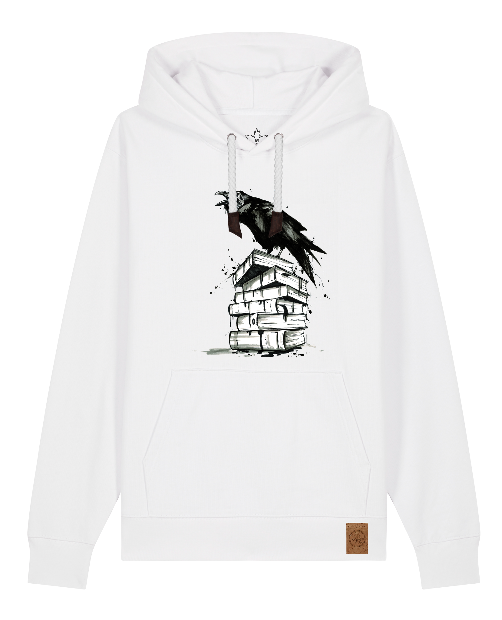 bio-unisex-medium fit-hoodie-rabe-stsu177-weiß-weiße kordel-front