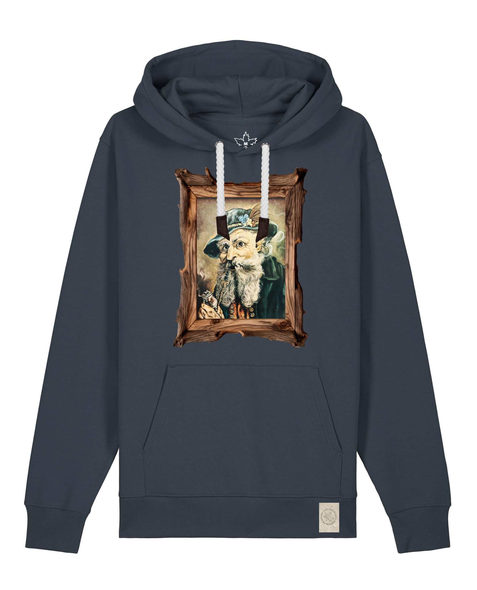 bio-unisex-medium fit-hoodie-räuchermann-stsu177-blaubeernacht-weiße kordel-front