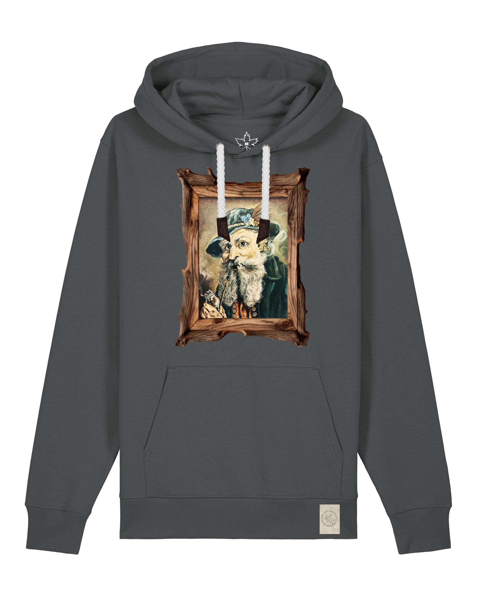 bio-unisex-medium fit-hoodie-räuchermann-stsu177-eisen-weiße kordel-front