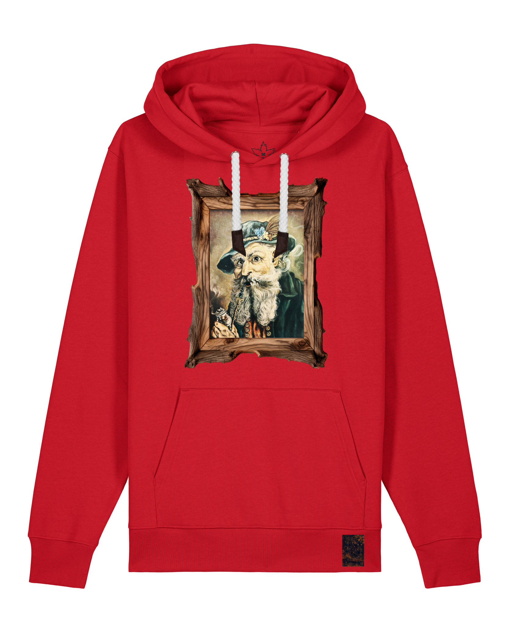 bio-unisex-medium fit-hoodie-räuchermann-stsu177-erdbeere-weiße kordel-front