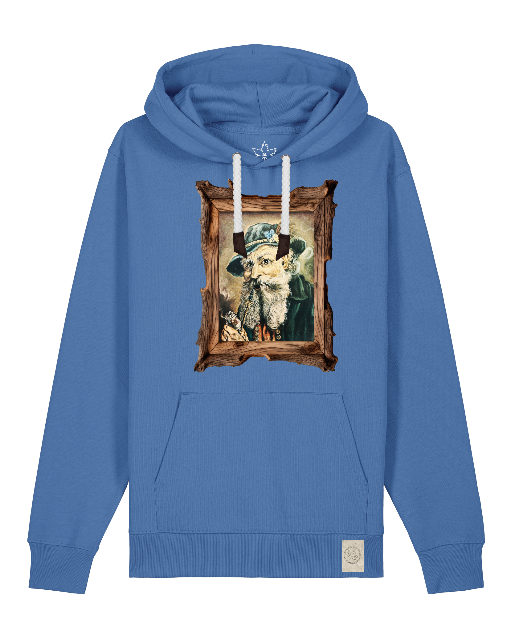 bio-unisex-medium fit-hoodie-räuchermann-stsu177-hortensie-weiße kordel-front