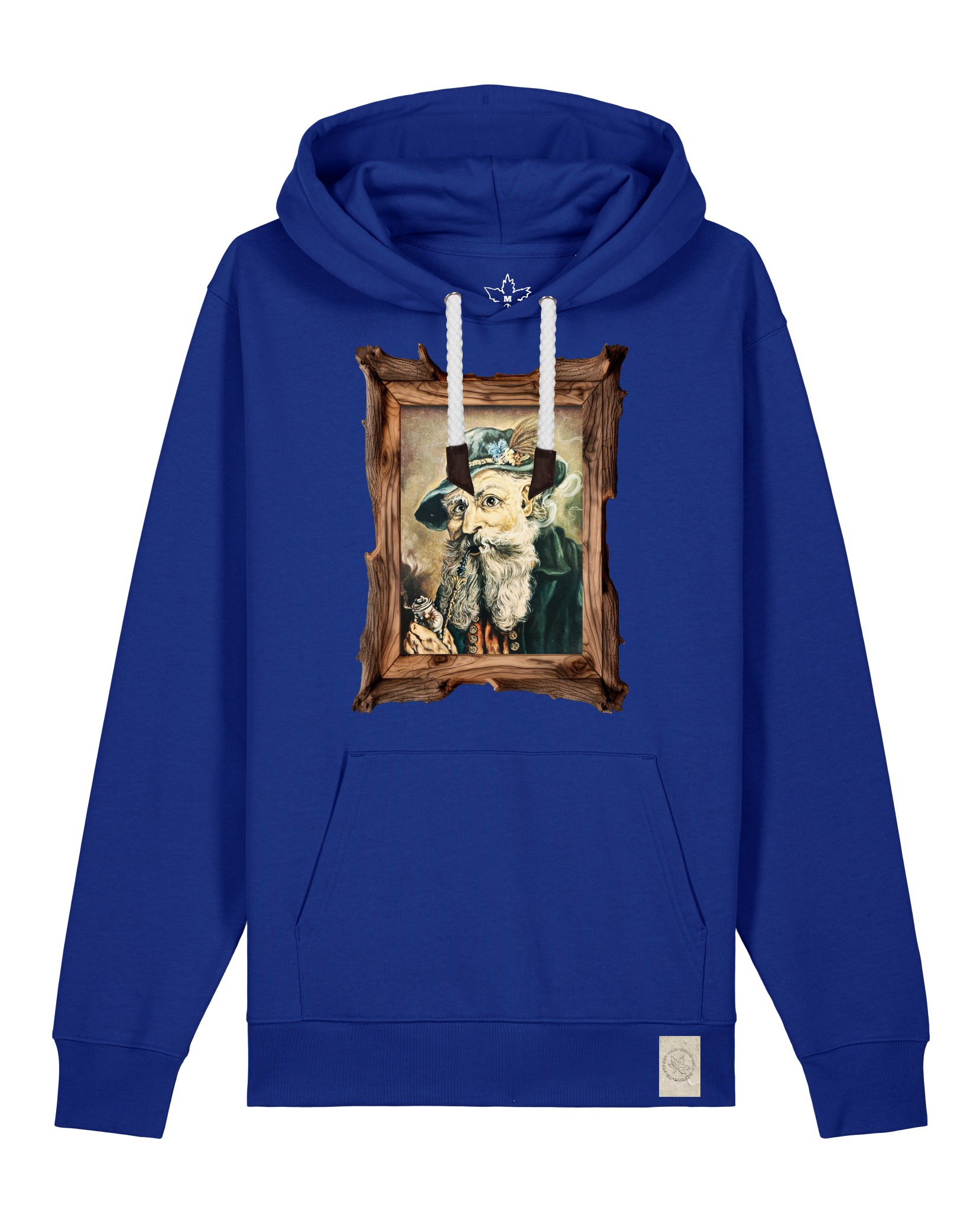 bio-unisex-medium fit-hoodie-räuchermann-stsu177-kornblume-weiße kordel-front