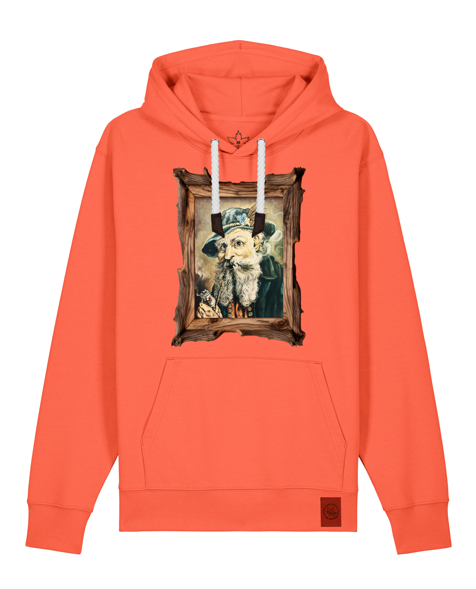 bio-unisex-medium fit-hoodie-räuchermann-stsu177-mandarine-weiße kordel-front